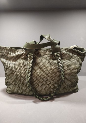 Green Woven Leather Bag